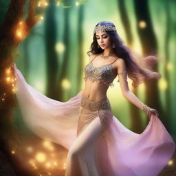 A beautiful elf belly dancer performing an elegant dance