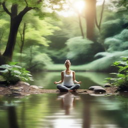 A serene and peaceful scene depicting mindful weight loss