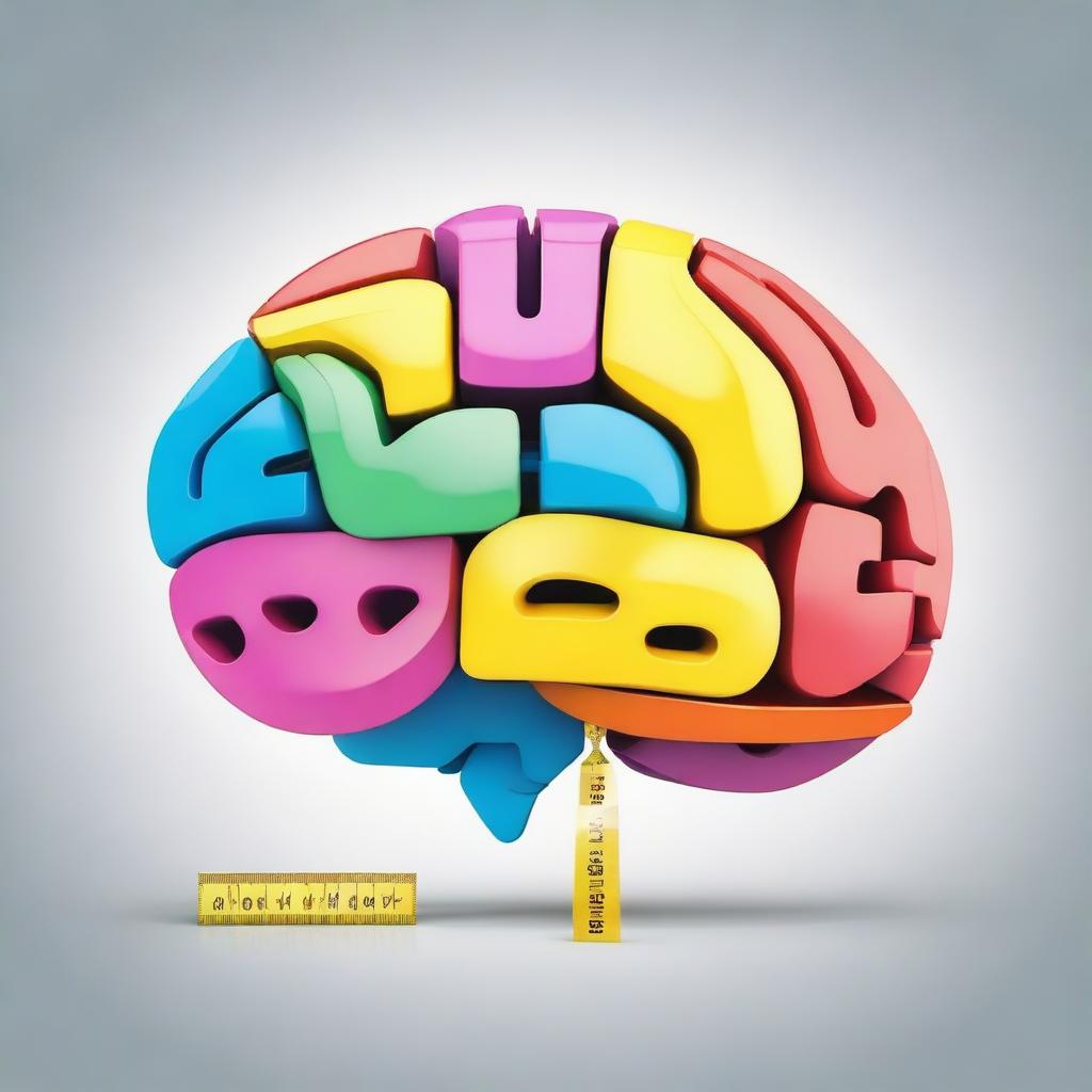 A creative illustration of a brain being measured by a tape measure, symbolizing the concept of measuring intelligence or brain capacity