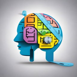 A creative illustration of a brain being measured by a tape measure, symbolizing the concept of measuring intelligence or brain capacity