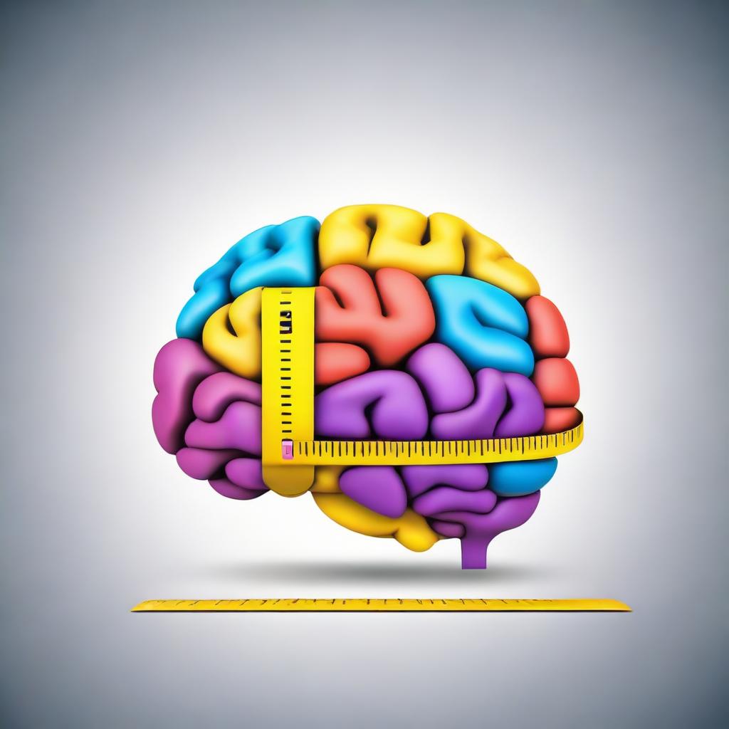 A creative illustration of a brain being measured by a tape measure, symbolizing the concept of measuring intelligence or brain capacity