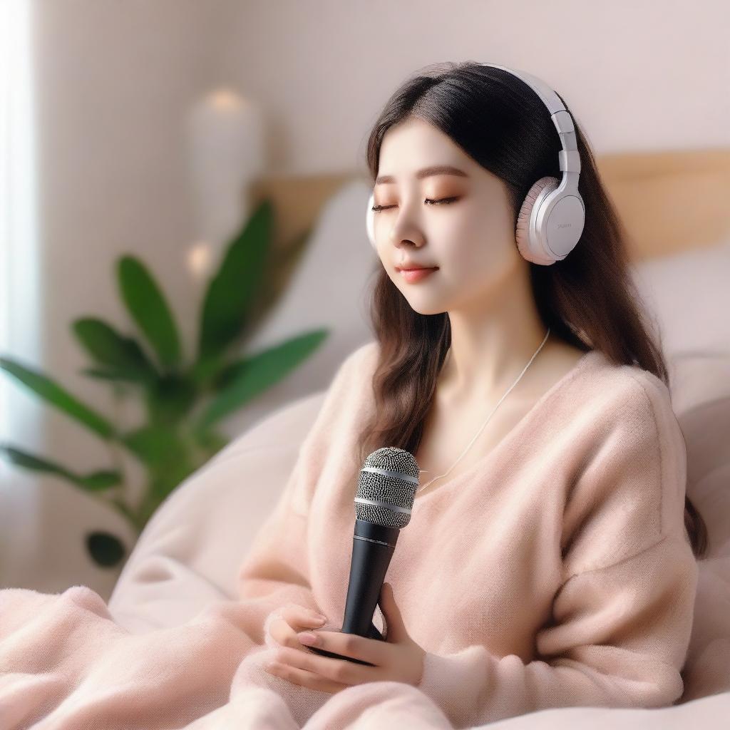 Create an image depicting a serene ASMR scene