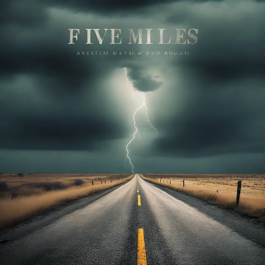 Create a book cover for a novel titled 'Five Miles of Bad Road'