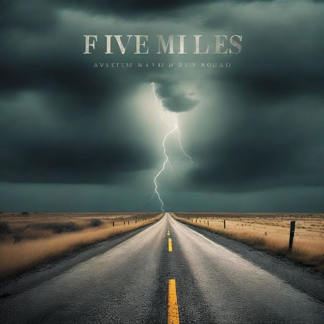 Create a book cover for a novel titled 'Five Miles of Bad Road'