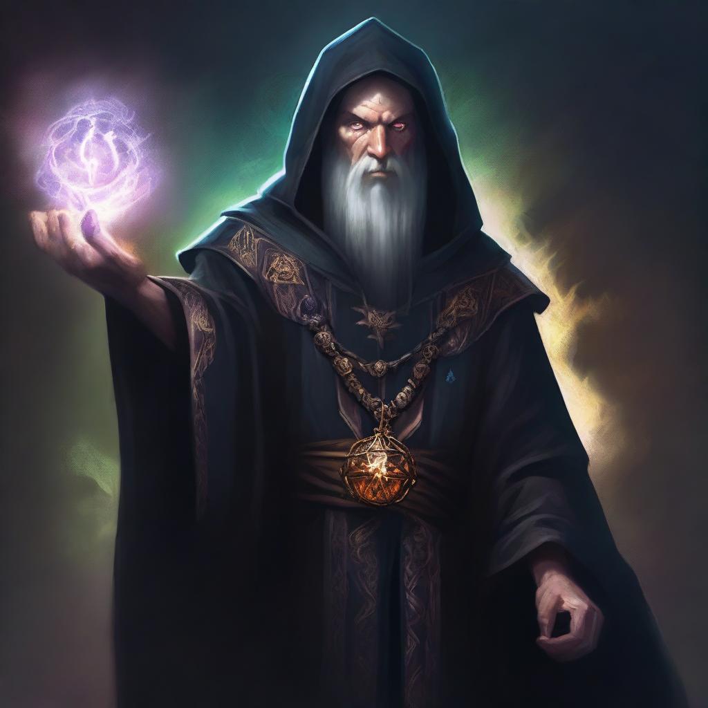 A portrait of a dark wizard from Dungeons and Dragons