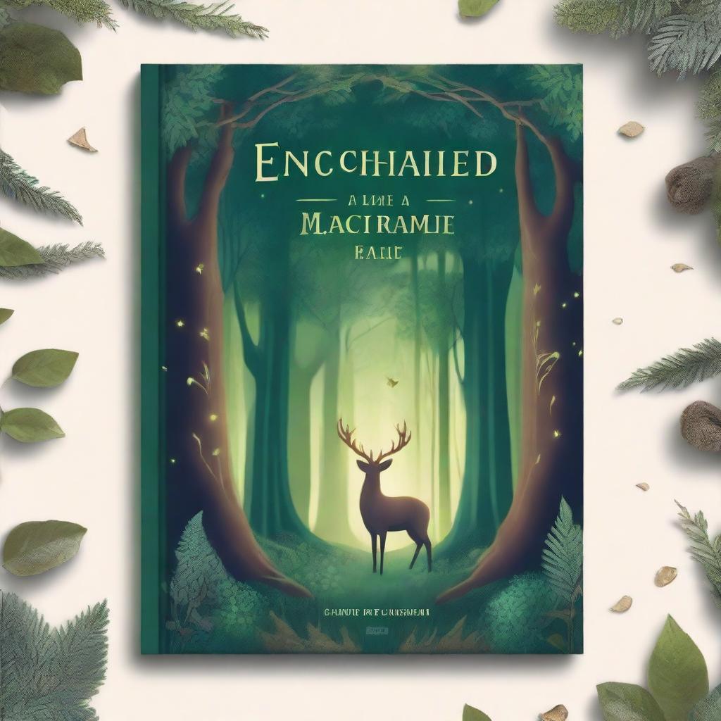 A beautifully illustrated book cover featuring a magical forest with glowing trees and mystical creatures