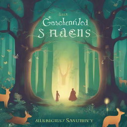 A beautifully illustrated book cover featuring a magical forest with glowing trees and mystical creatures