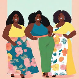 Create an image of plus-sized women in a positive and empowering setting