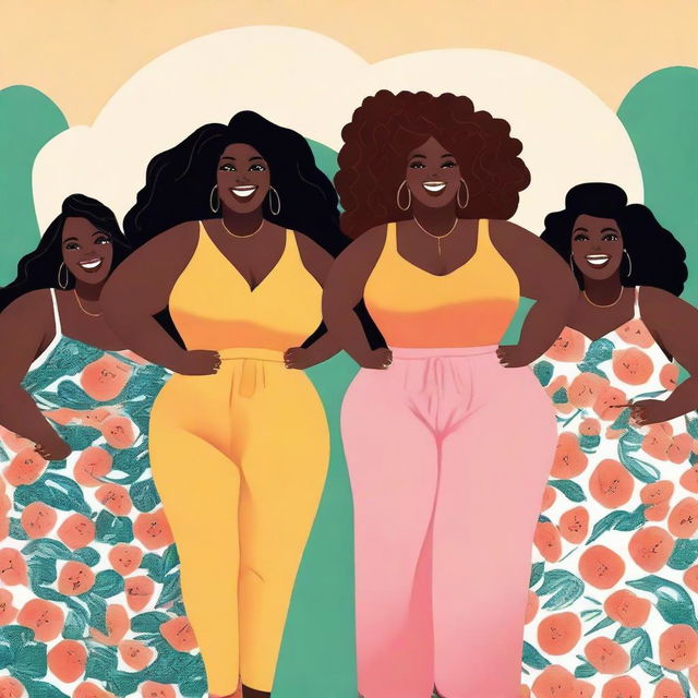 Create an image of plus-sized women in a positive and empowering setting