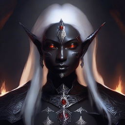 A detailed portrait of a female dark elf