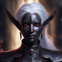 A detailed portrait of a female dark elf