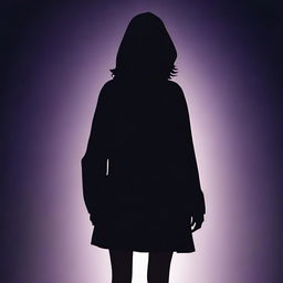 Create a book cover featuring the back of a mysterious detective girl