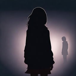 Create a book cover featuring the back of a mysterious 18-year-old detective girl