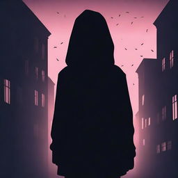 Create a book cover featuring the back of a mysterious 18-year-old detective girl