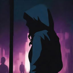 Create a book cover featuring the back of a mysterious 18-year-old detective girl