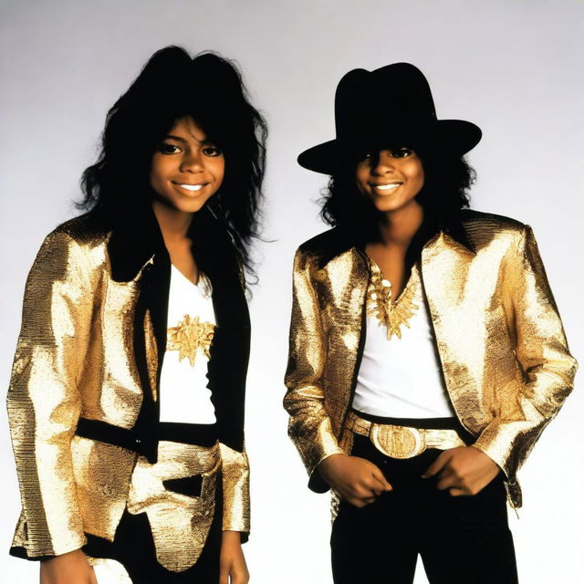 An image of Michael Jackson standing next to his younger self