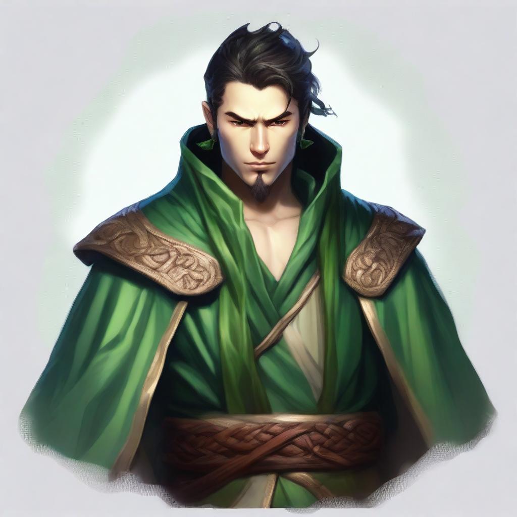 Create a detailed and stunning character art of a handsome Yuan-Ti character for a Dungeons & Dragons commission