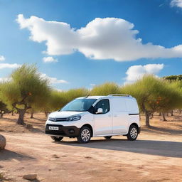 A white Toyota Proace City parked in a Valencian countryside