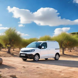 A white Toyota Proace City parked in a Valencian countryside