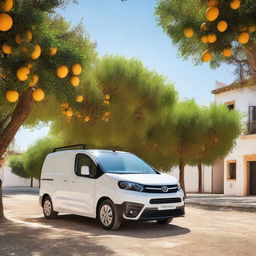 A white Toyota Proace City parked in a rural Valencian town