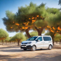 A white Toyota Proace City parked in a rural Valencian town