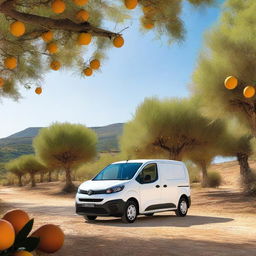 A white Toyota Proace City van parked in a picturesque Valencian countryside