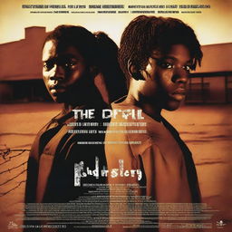 A thriller movie poster titled 'The Dual' featuring two 18-year-old Windhoek students, one male and one female, with a prison in the background