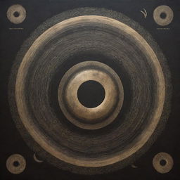 A visually engaging poster promoting a gong event. Features a range of beautifully drawn gongs of different sizes with sound waves emanating from them, set against a serene background with a meditative ambiance.