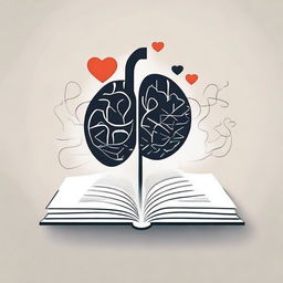 A simple and minimalistic illustration that combines the figures of a book, papers, a heart, lungs, and a brain into one continuous flow