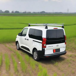 A white Toyota Proace City cargo van with farming tools inside