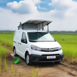 A white Toyota Proace City cargo van with farming tools inside