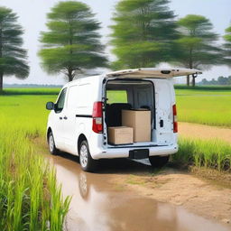 A white Toyota Proace City cargo van with farming tools inside