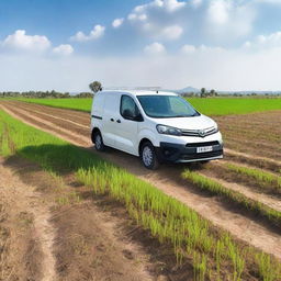 A white Toyota Proace City cargo van in a Valencian rice field