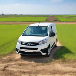 A white Toyota Proace City cargo van in a Valencian rice field