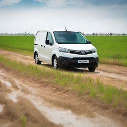 A white Toyota Proace City cargo van in a Valencian rice field