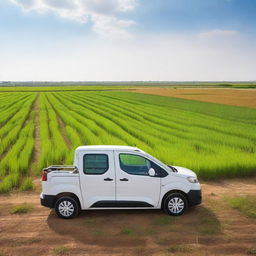 A white Toyota Proace City cargo van in a Valencian rice field