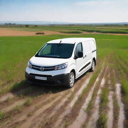 A white Toyota Proace City cargo van in a Valencian rice field