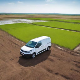 A white Toyota Proace City cargo van in a Valencian rice field