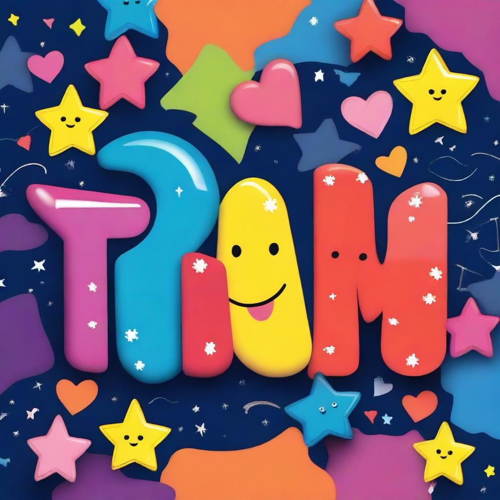 A friendly greeting image with the word 'hai' in a cheerful and colorful font, surrounded by fun and playful decorations like stars, hearts, and smiley faces