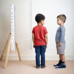 A high-definition image of a child being measured for height