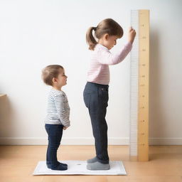 A high-definition image of a child being measured for height