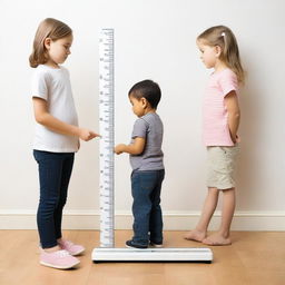 A high-definition image of a child being measured for height