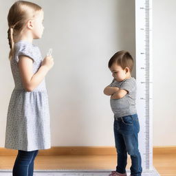 A high-definition image of a child being measured for height