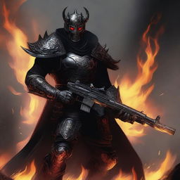 Hellfire Gunner, a fiendish marksman of unparalleled skill, a devil whose every breath seems to pulse with the rhythm of infernal gunfire