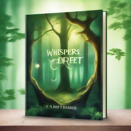 Create a captivating book cover featuring an enchanting forest with mystical creatures