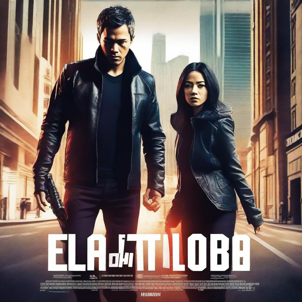 Create a movie poster for a film titled 'El Rastro del Lobo', starring Asia Ortega and Juan Minujin