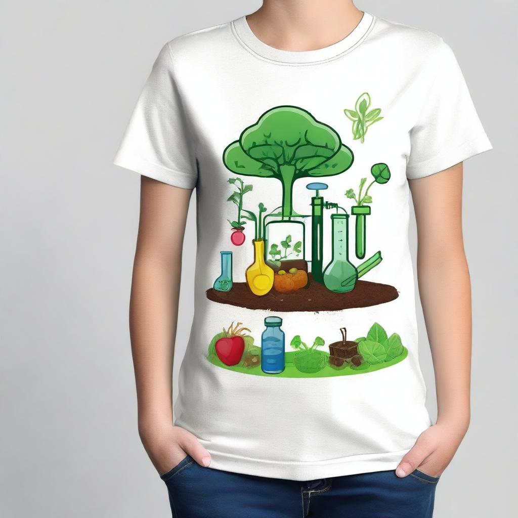 Design a t-shirt for a scientific initiation project focused on organic gardening