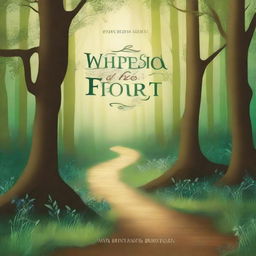 Create a captivating book cover with an enchanting forest scene, featuring a mysterious pathway leading into the woods