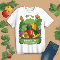 Create an illustration for a t-shirt that depicts an organic garden