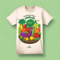 Create an illustration for a t-shirt that depicts an organic garden